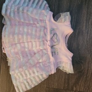Pink and Silver Striped Baby Dress